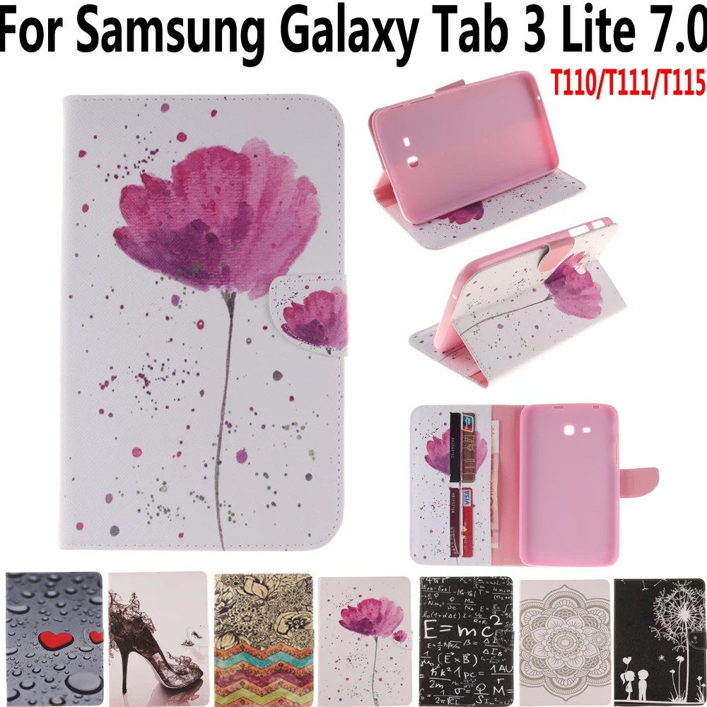 Чехол для планшета Samsung Galaxy Tab 3 Lite 7 0 T110 T111 T113 T116 с принтом Фолио Магнит умный чехол