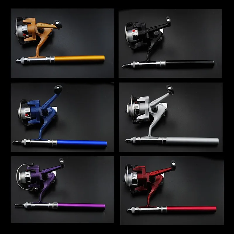 

Fishing Rod Pole Pen Shape Reel Wheel Mini Portable Telescopic Durable Aluminum Alloy MC889