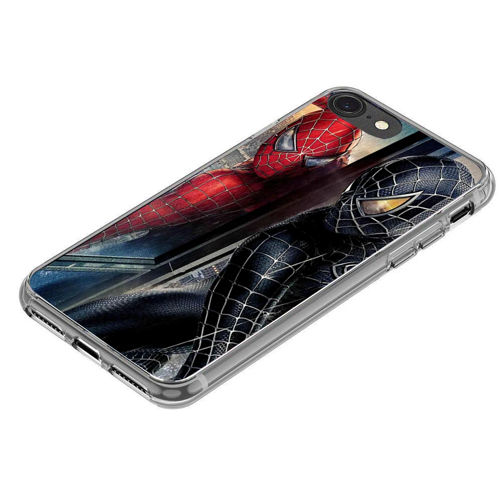 Для iPhone X 8 7 плюс 6 S 5 5S SE Мягкие силиконовые ТПУ Защитная черный паук venom логотип Coque