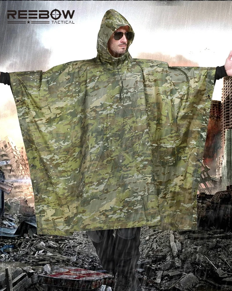 Мужской Камуфляжный плащ REEBOW Многофункциональный водонепроницаемый пончо для