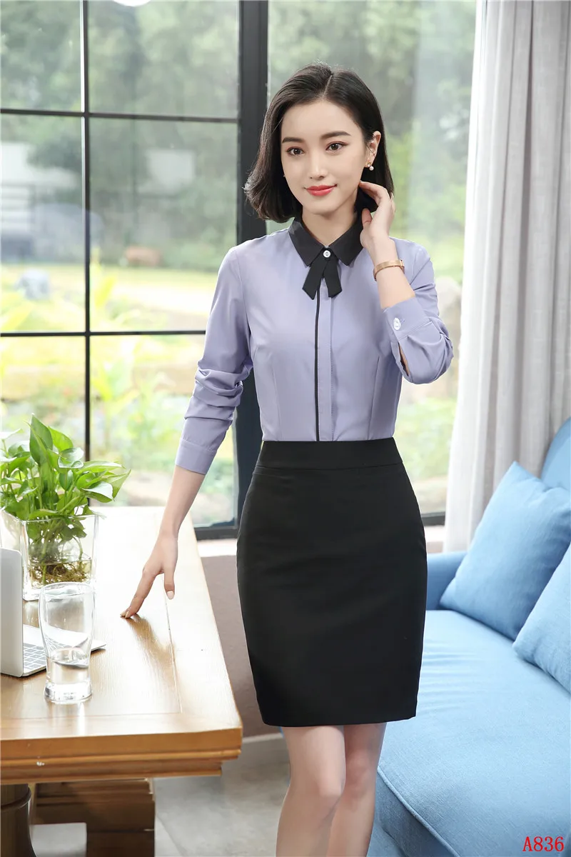 Формальные костюмы с юбкой из 2 предметов топом и приталенные весенне-осенние