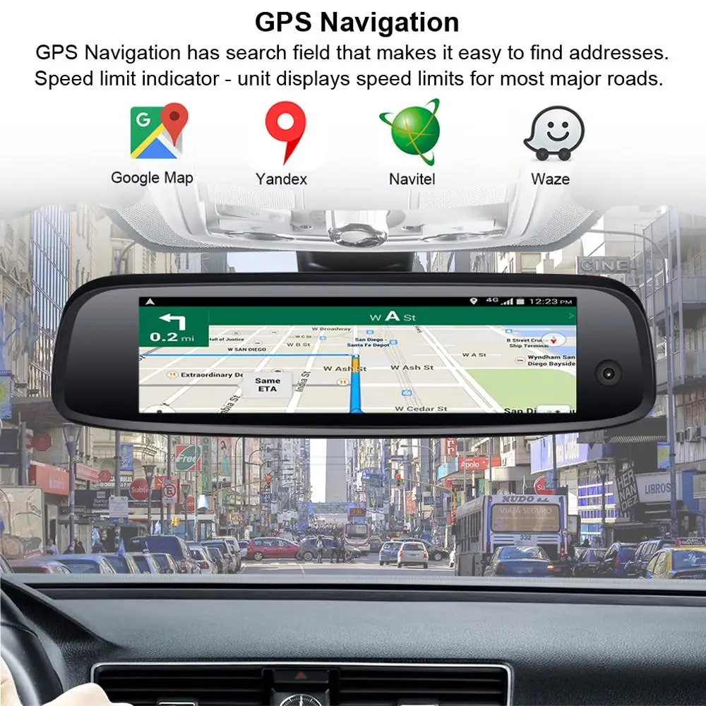 Новейший автомобильный видеорегистратор 3 камеры s Android зеркальный камера