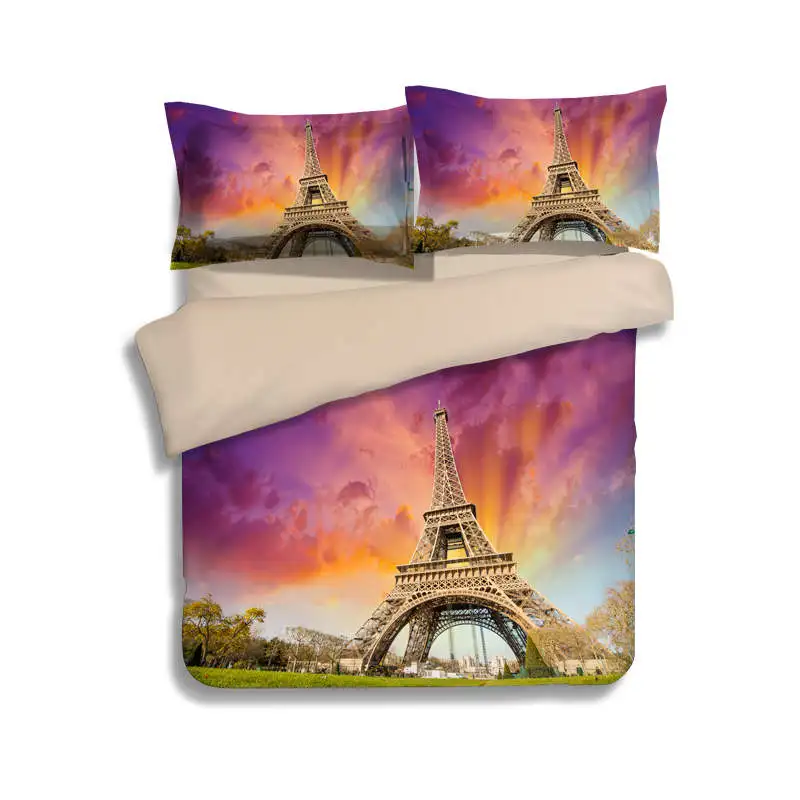 3 шт. Комплект постельного белья с принтом Эйфелевой башни | Дом и сад