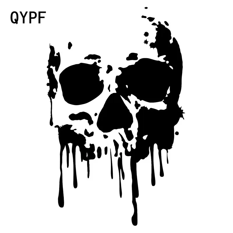 QYPF 11,6 см* 18,2 см интересные наклейки для украшения автомобиля с черепом черные/Серебристые виниловые S9-2085