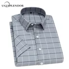 Рубашка Unisplendor YN10475 мужская с коротким рукавом, мягкая дышащая футболка в клеткув полоску, повседневная одежда, на лето