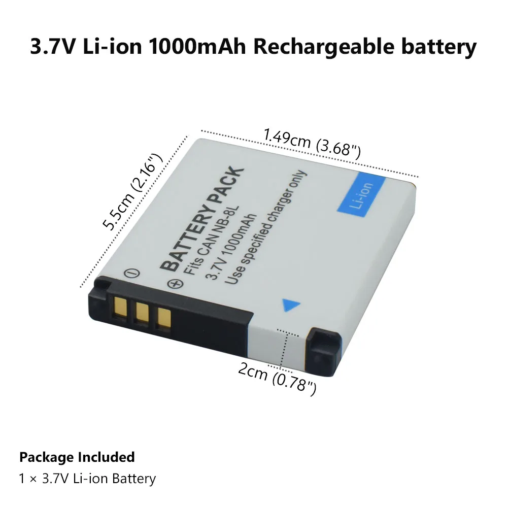 1 PCS Литиевые 3,7 V 1000mAh перезаряжаемые батареи SLR NB-8L литий-ионный Powershot A3300 A3200 IS A1200 A3000 для камеры Canon - Цвет: 1 PCS