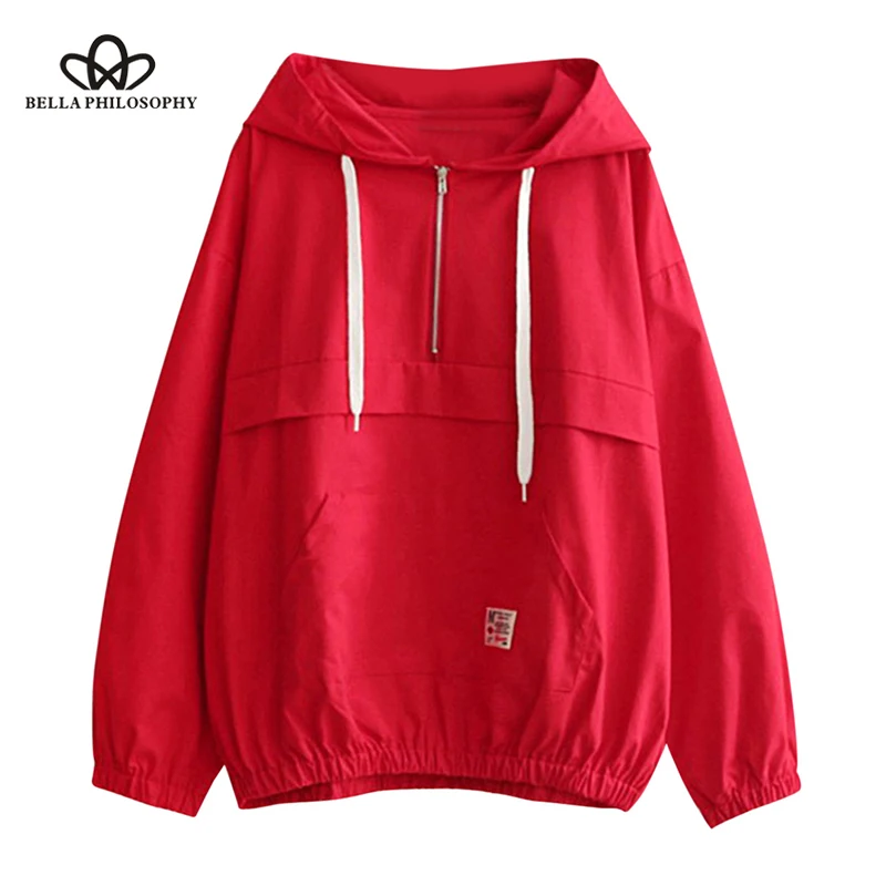 Wonder 2018 Новая осень Для женщин толстовки Half Zip исправленными карман Свободные