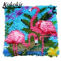 diy needlework cushion embroidered mat latch hook rug kits flamingo pillowcase cross stitch kits for embroidery yarn carpet