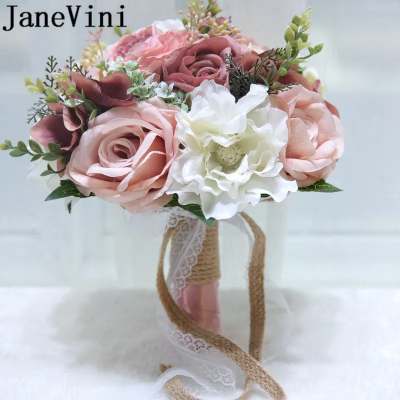 JaneVini 2019 Новейшие свадебные букеты Искусственные Шелковые Розовые Красные цвета