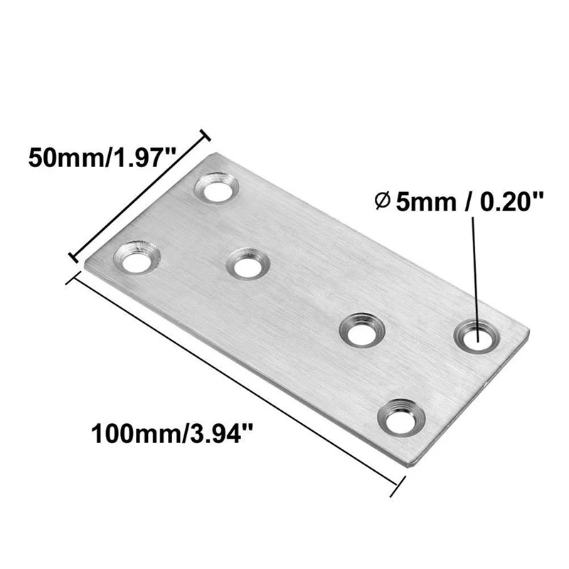 Плоские ремонтные фиксирующие Кронштейны пластины из нержавеющей стали 100 мм x 50 8