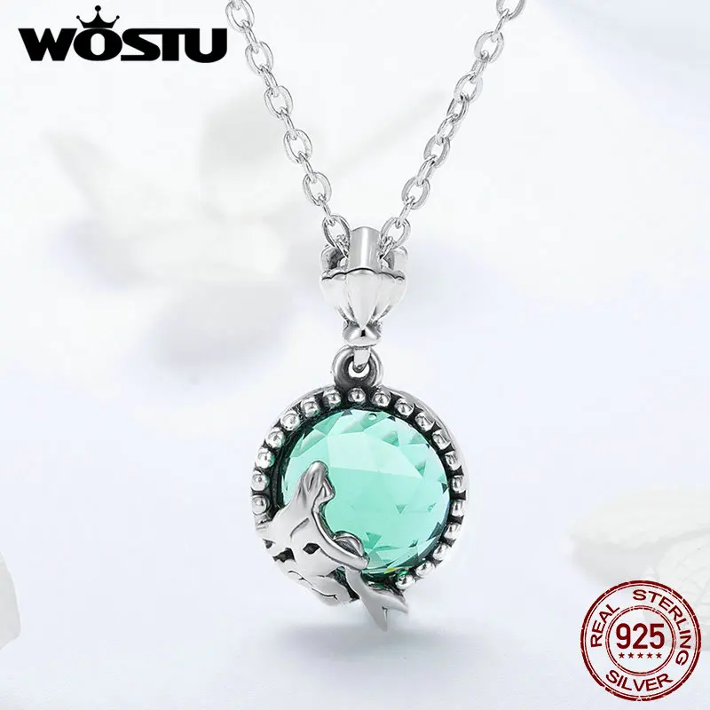 WOSTU, тренд, 925 пробы, серебро, любовь, подвеска в виде русалки, колье, ожерелье для женщин, модное колье, ювелирное изделие, подарок CQN262