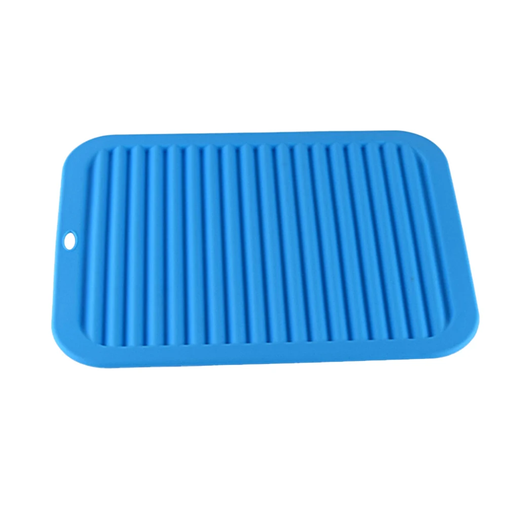 Sky Blue Силиконовый изоляционный коврик с волнистым узором, кухонный стеллаж для хранения посуды и чашек, держатель для сушки посуды, сушилка для посуды, водосточная - Цвет: Sky Blue