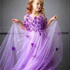 Girl Dress Платье принцессы с объемным цветком для мамы и дочки; вечернее платье лавандового цвета; платье с цветочным узором для девочек; официальное платье из тюли для беременных женщин - Цвет: Girl Dress