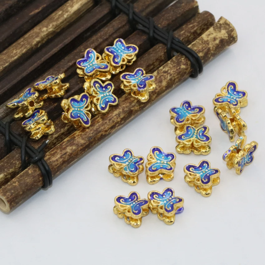 

Ажурные золотистые аксессуары из эмали, 9*12 мм, 5 шт., в форме бабочки, бусины-разделители, B2497