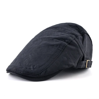 Кепи-унисекс шапки s мужские береты сплошной цвет Peaked cap дышащие плоские шляпы весна-осень для мужчин Gorras Planas - Цвет: Black