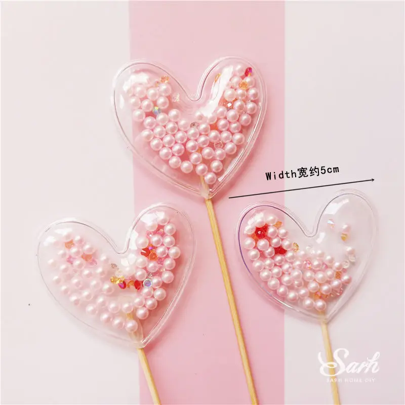 3pc hearts set Ins сердце принцесса украшение розовый бант Корона Топпер для торта «С Днем Рождения» для детского дня вечерние свадебные выпечки сладкий подарок - Цвет: 3pc hearts set