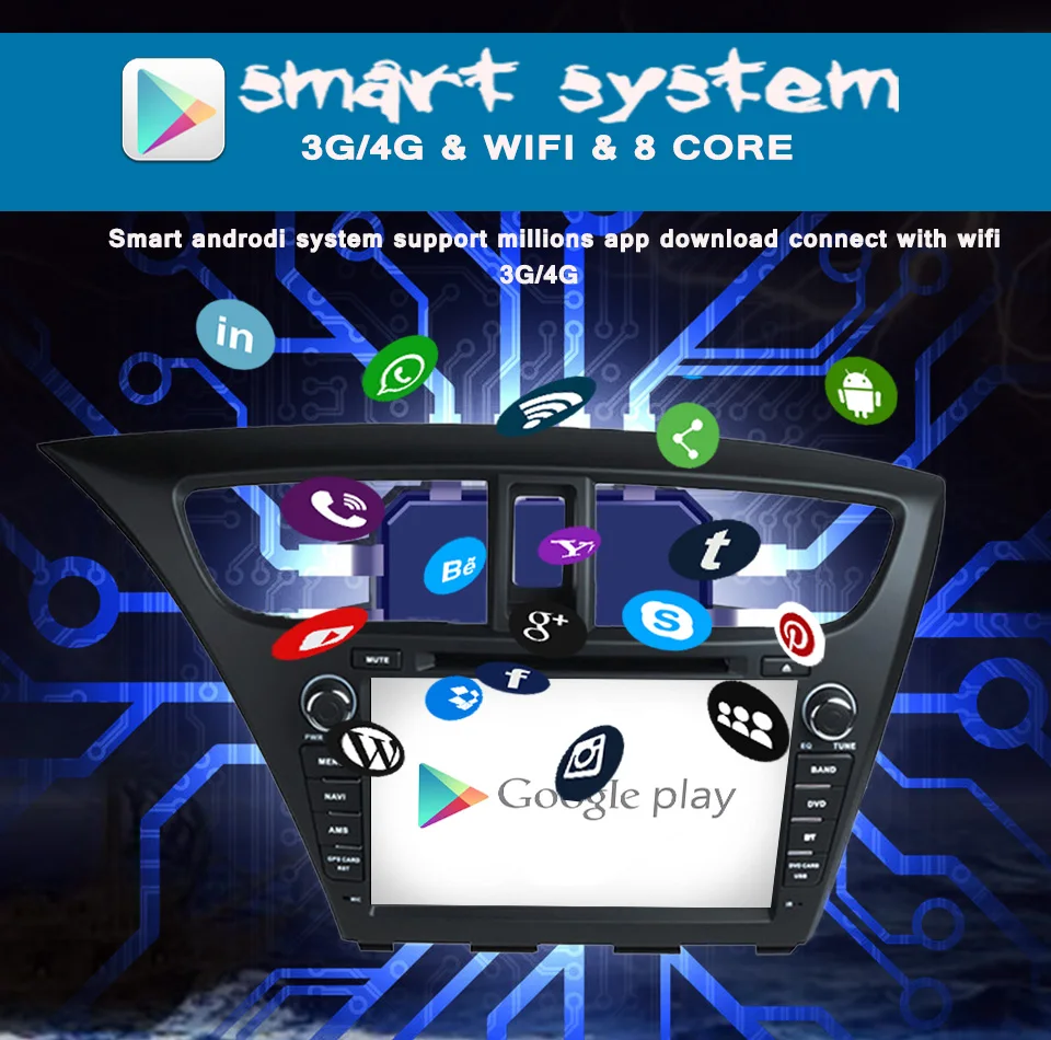 " Android 8,1 автомобильный DVD gps плеер Navi для Honda Hatchback Civic 2013 с восьмиядерным стерео SWC автомобильный воспроизведение мультимедиа