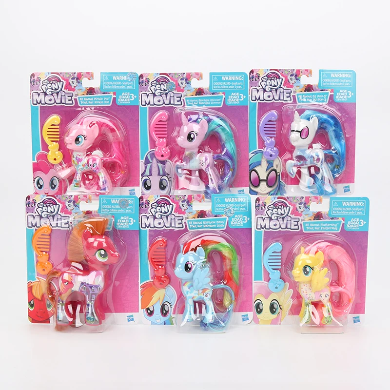 6 шт. My Little Pony Игрушечные лошадки фильма Рэйнбоу Дэш DJ pon-3 большой McIntosh Пинки Пай редкость ПВХ фигурку коллекционная модель куклы