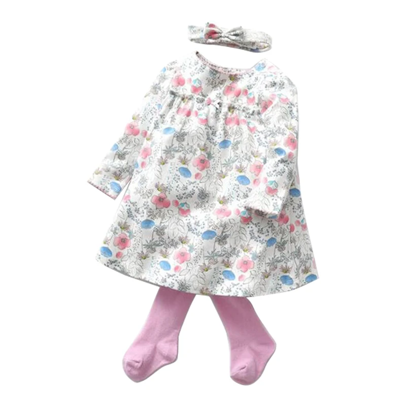 2018 осенняя одежда для младенцев комплект одежды маленьких девочек платья + чулки