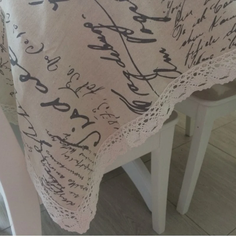 Скатерть в Европейском стиле льняная скатерть с кружевными краями прямоугольная буквенным принтом для