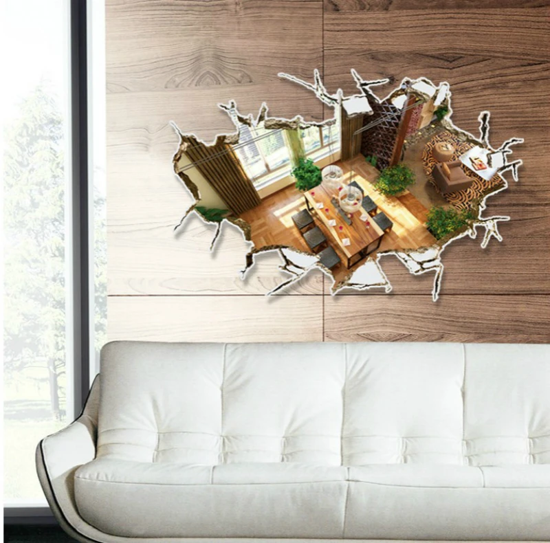 3D c Книги по искусству Ун Наклейки на стену личности моды настенные пол ПВХ обои