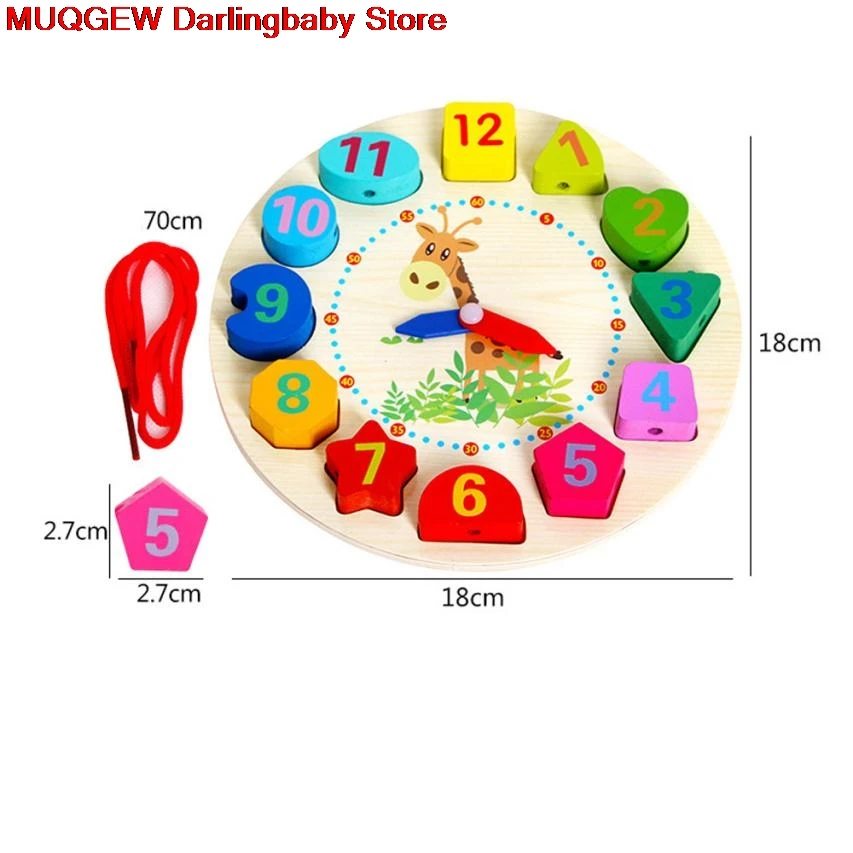 Монтессори детские развивающие деревянные часы с бусинами и для обучения
