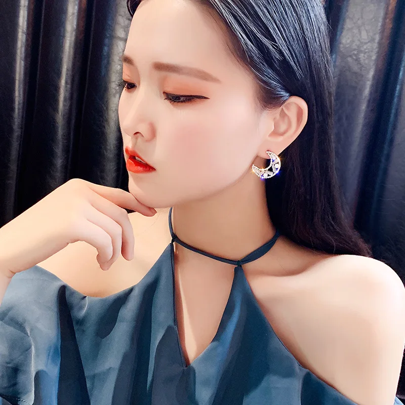 Блестящие модные брендовые серьги-гвоздики с кристаллами и звездами для женщин