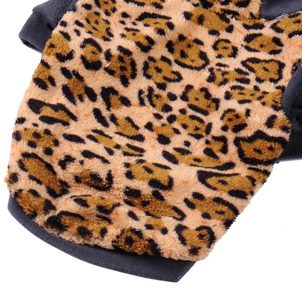 Милый зимний теплый мягкий свитер с леопардовым принтом для собак и щенков