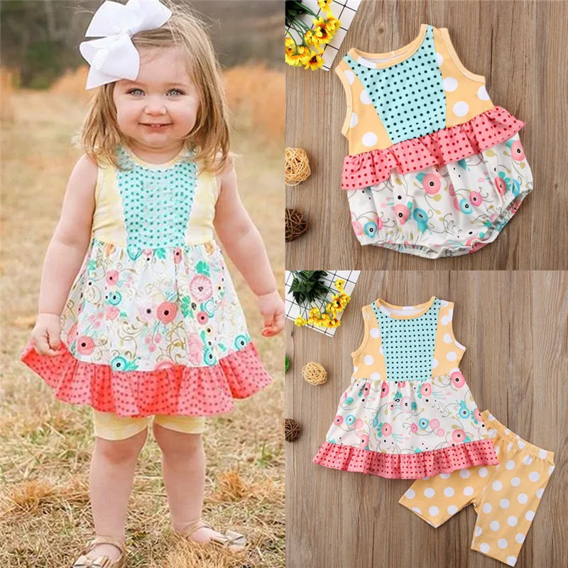 Одинаковая одежда для маленьких девочек и комбинезон с цветочным принтом сестер