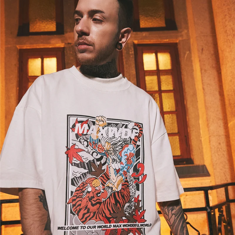 2019 Summer Trend Design Hip Hop Cotton Simple Short-sleeved Shirt Oversized Plus Fat Harajuku Fashion Men's T-shirt Tee | Мужская