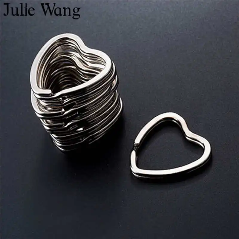 Julie Wang 10PCS Multi-Shape Key Ring Iron Heart Star Flower Split Keychains Chains Handmade Jewelry Making Accessory | Украшения и