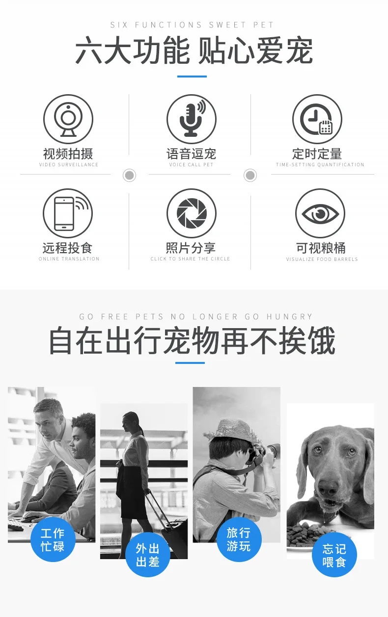 Умный питатель для домашних животных, Wi-Fi, видео, дистанционное управление, автоматическое устройство для кормления, миска для кошек и собак, контейнер для домашних животных, миски для собак