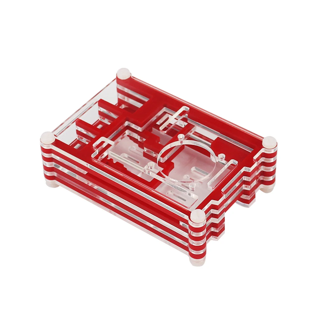 Чехол Raspberry Pi 3 для 2 B & + красная 9 слойная коробка с нарезкой вентилятор охлаждения