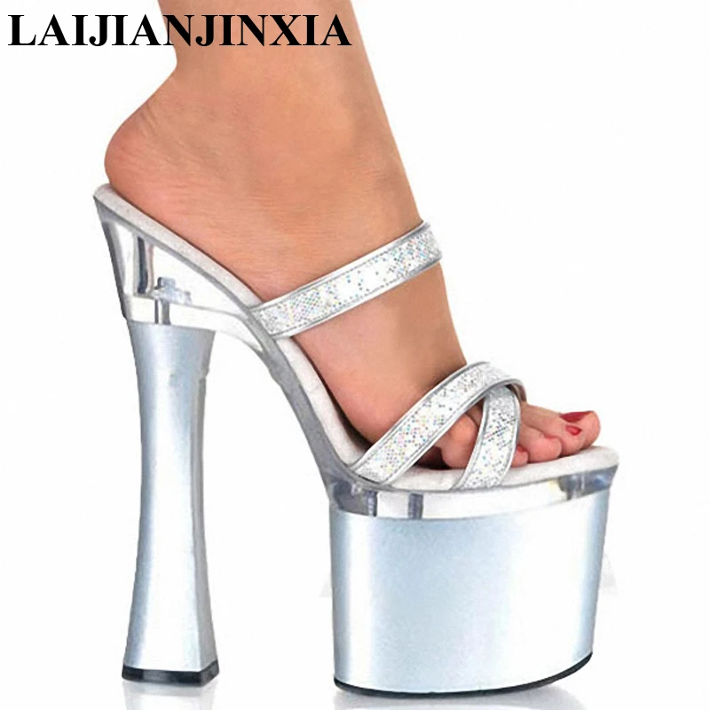 

LAIJIANJINXIA Sexy Open Toe Shoe 18cm Sexy High-Heeled Slippers 7 Inch Performance Summer Shoes Dancer Shoes
