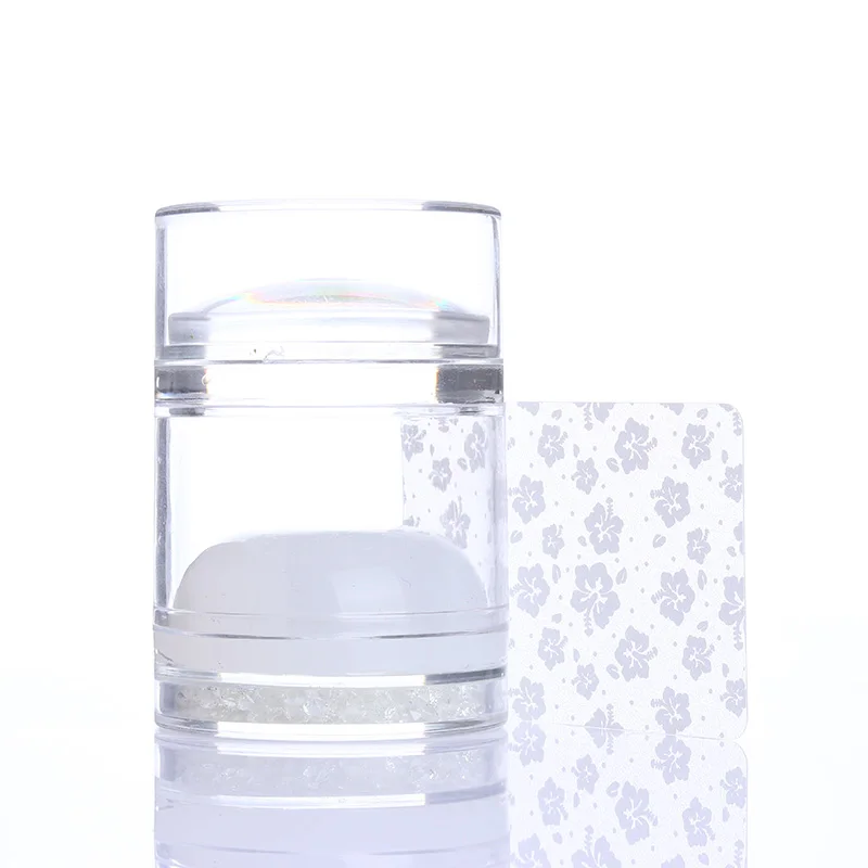 Dual-ended White Силиконовый Стэмпер для ногтей двухсторонняя Желейная головка рукоятки прозрачный белый для дизайна ногтей штамповочная пластина с скребок для ногтей штамповка маникюрные наборы - Цвет: Dual-ended White