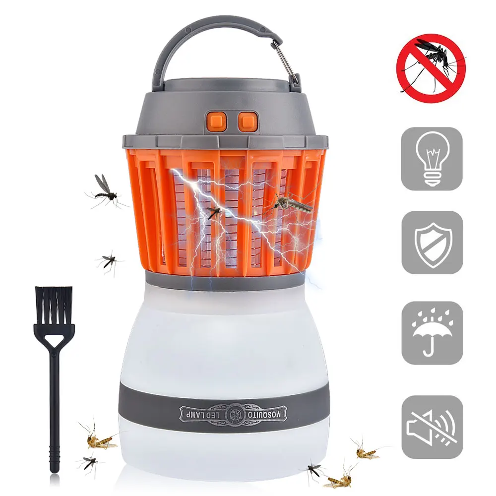 Lamp and Brush 2 в 1 портативный УФ светодиодный светильник для кемпинга, солнечная энергия, Москитная лампа, москитный фонарь zapper, usb зарядка, для улицы, сада, вечерние - Цвет: Lamp and Brush