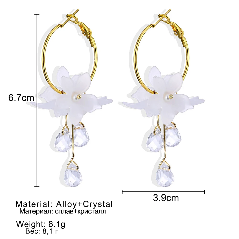 Женские Висячие серьги ZOVOLI модные корейские акриловые с цветком белым