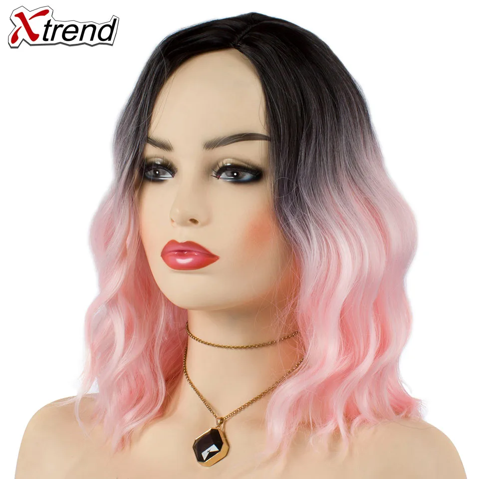 Синтетические парики xtrend для черный Для женщин Боб Короткие вода волнистые