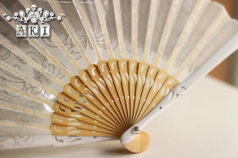 Японский китайский складывающийся веер из белого кружева Шелковый для танца DIY