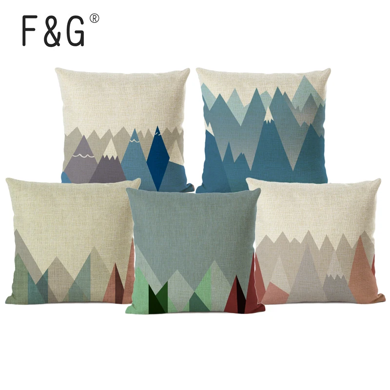

Geometric Cushion Covers Abstract Triangles Peaks Pillow Case Home Car Decoration Cojines Decorativos Para Sofa Throw Pillows