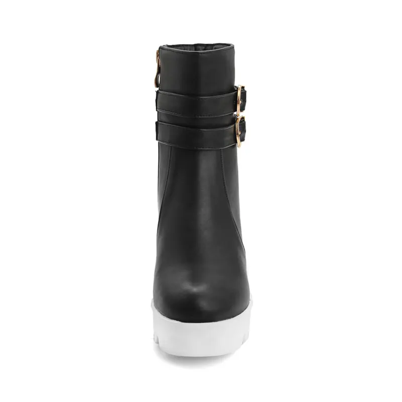 Fanyuan bottes femmes; коллекция года; женские ботинки на танкетке; пикантные туфли на высоком каблуке; Модные женские кожаные ботильоны с боковой молнией