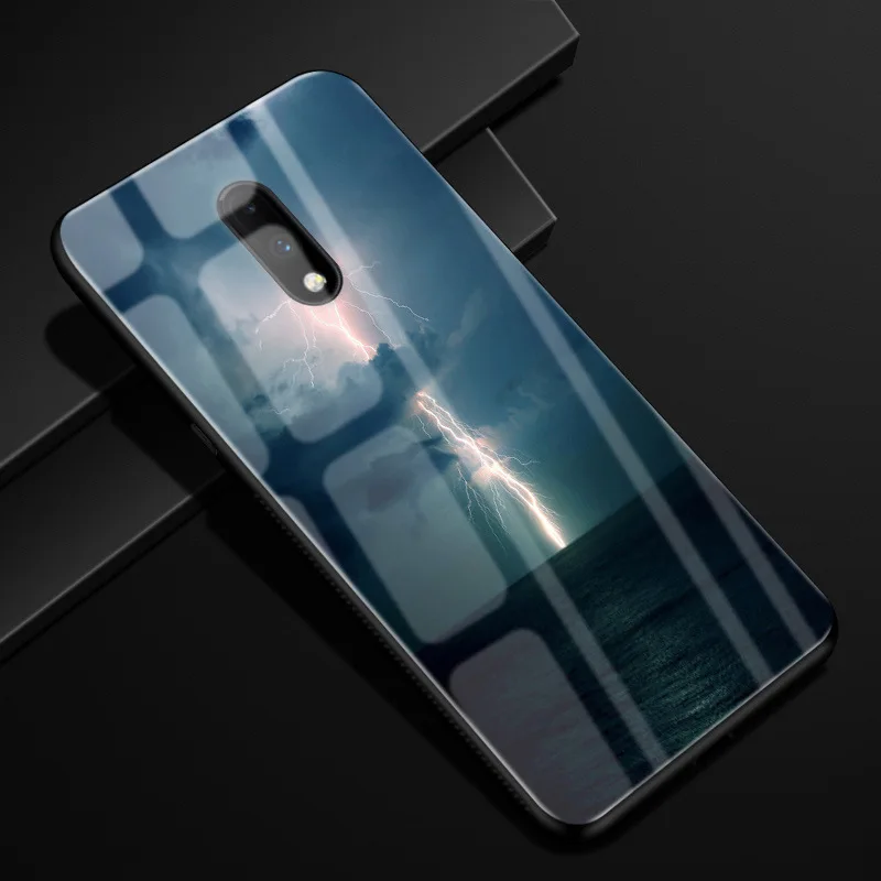 Для Oneplus 7 Pro Чехол оргстекло PC чехол для телефона черный TPU бампер чехол для One Plus 7 7Pro Oneplus 7 Pro закаленное стекло чехол