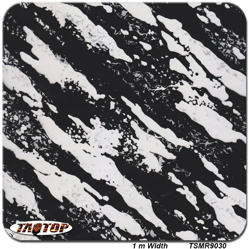 

TSMR9030 1M * 10M black and white camo camouflage Popular Hydro Dipping Water Transfer Printing Films Hydrographics Film