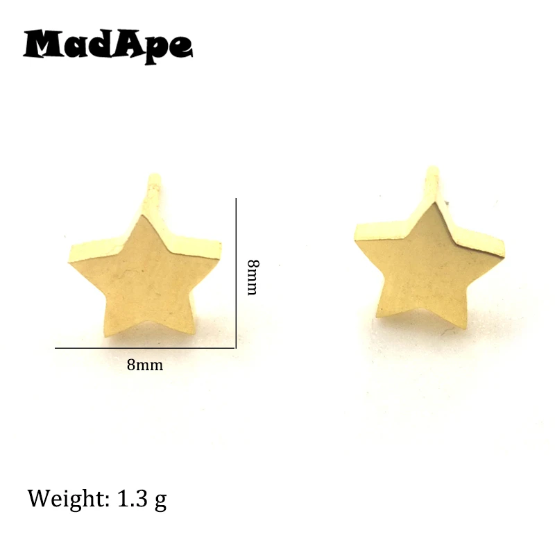 Классические серьги-гвоздики MadApe 8 мм в форме звезды модные женские серьги из