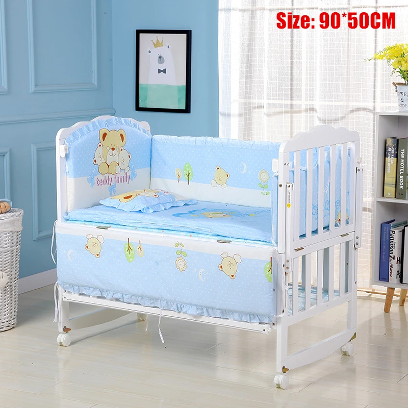 90 x 50cm J 5 шт./компл. хлопок детская кровать бампер детская кроватка Постельное белье для новорожденных и безопасная Съемная детская кроватка комплект постельного белья с рисунком Junior Детская Кровать сна бампер - Цвет: 90 x 50cm J