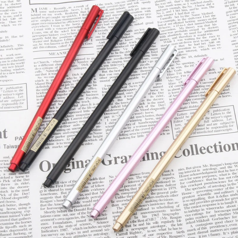 20 PCS Metallic Neutral Red and Black Water Blue Pens Needles Can Replace Core Student Office Gel Pen Cute Stationary