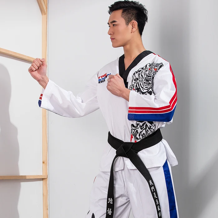 Новинка TKD Tae Kwon Do Korea V образный вырез для женщин и мужчин униформа WTF 160 190 см|tkd