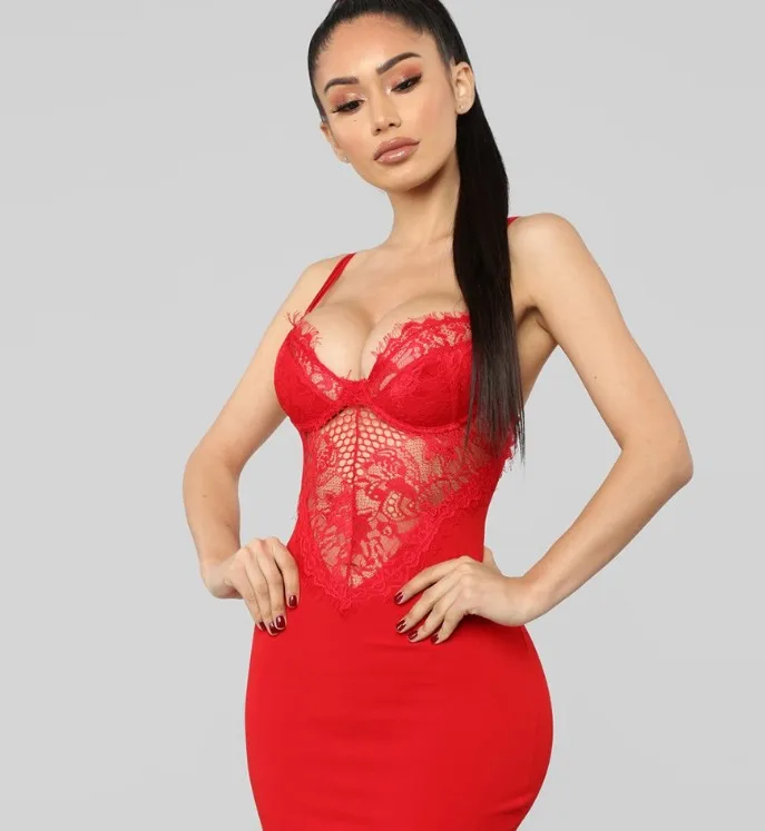 2019 summer Europe and the United States explosion models sexy lace stitching perspective thin bottoming shirt Hh192