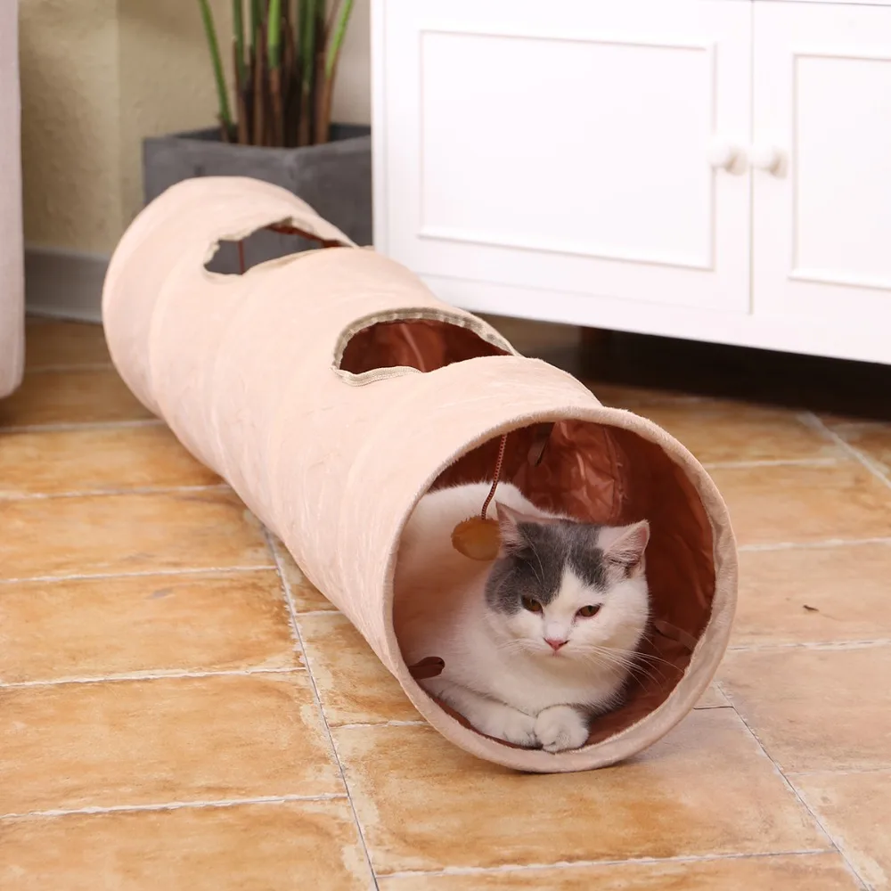 

Cat Play toy Tunnel Funny Pet Tunnel 2 Holes Foldable Tubes Pet Toys Rabbit Cat Kitten Pet Tunnel Cat Beds House with Ball