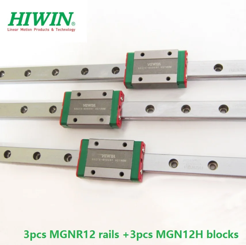 3 шт. Hiwin рельса MGNR12-L 100/200/280/300/330/350/400/500/600 мм+ 3 шт. MGN12H линейных блоков для станка с ЧПУ